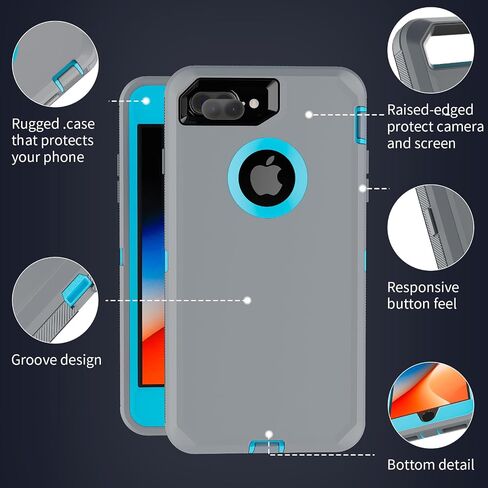 Co-Goldguard for iPhone 8 Plus Case for iPhone 7 Plus Case with Screen Protector [Shockproof] [Dropproof] [Dust-Proof] 3 Layers Heavy Duty Protection Phone Cover for iPhone 8 Plus & 7 Plus 5.5,Black in Saudi Arabia