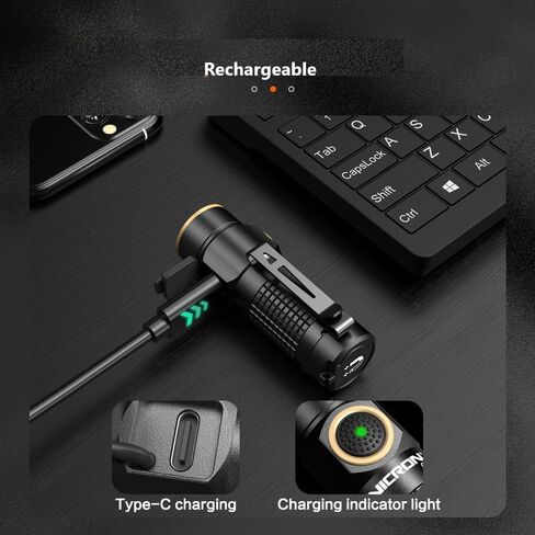 NICRON Mini Flashlight, 1200 lumens Rechargeable led flashlights high lumens with Clip on Flashlight, Tactical flashlights with Magnet, Waterproof EDC Flashlight for Emergencies Camping Outdoor (Red) in Saudi Arabia