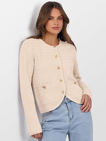 Caracilia Women's Cropped Cardigan Sweaters Open Front Button Down Knit Lady Jackets Outerwear with Pocktes 2024 Fall Clothes in Kuwait