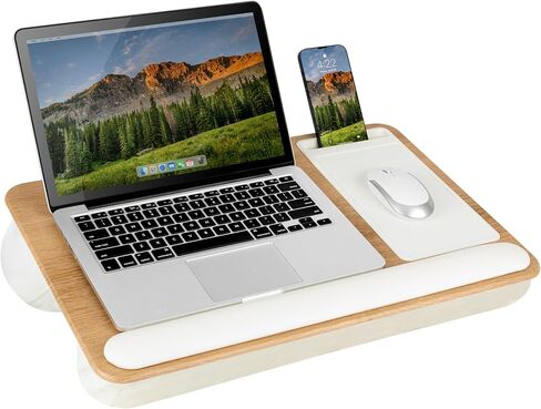 LAPGEAR Home Office Lap Desk with Device Ledge, Mouse Pad, and Phone Holder - Oak Woodgrain - Fits up to 15.6 Inch Laptops - Style No. 91589 in Saudi Arabia