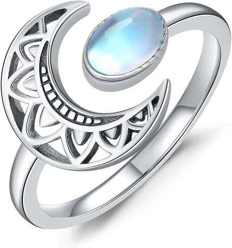 Sunflower Ring 925 Sterling Silver Moonstone Adjustable Ring Boho Ring Jewelry Gifts for Women Girlfriend in Kuwait