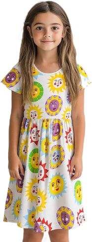 HILEELANG Little to Big Girl Short Sleeve Dress Easter Summer Cotton Casual Tunic Shirt Dresses in Kuwait