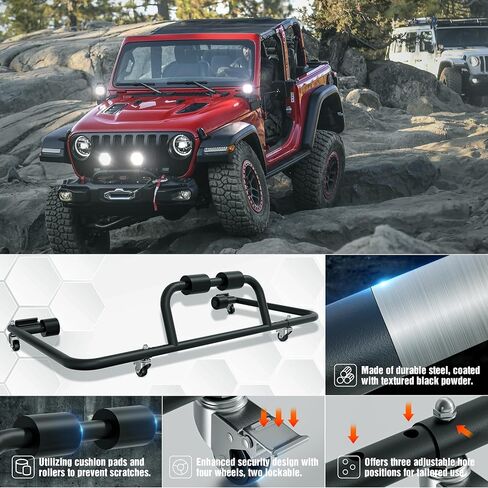 Car Door Storage Rack Bracket Hangers Holder Compatible with 1987-2024 Jeep Gladiator JT & Wrangler JK JL TJ YJ JKU Sliding Stand Cart Movable for 2/4 Door-Black in Kuwait