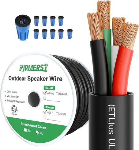 FIRMERST 14/4 OFC Outdoor Speaker Wire, Direct Burial, 250 FT in Kuwait