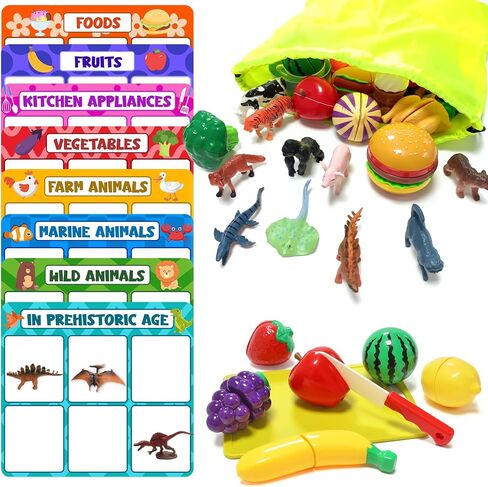Sorting Toys for Toddlers, Montessori Preschool Learning Activities, Farm Cutting Play Food Toy Multiple Theme Educational, Autism Sensory Toys for Kids, for Boys Girls 1-3 3+Year Old in Saudi Arabia