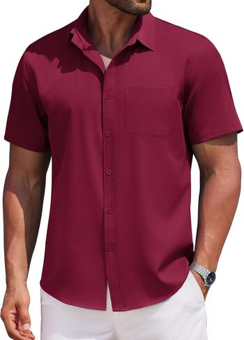 COOFANDY Mens Casual Button Down Shirts Short Sleeve Business Shirts Lightweight Wrinkle Free Dress Shirts in Saudi Arabia