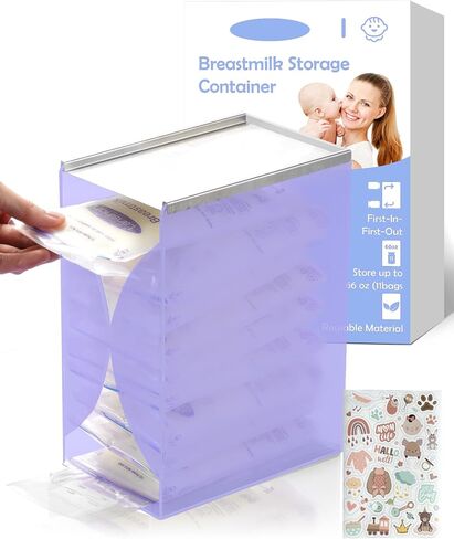 Jrssae Freeze Organizer for Breastmilk Storage Bag, First-in First-Out Breastmilk Storage Containers for Fridge with Quick-Freeze Tray, Breastmilk Freezer Organizer for Breastfeeding Essentials in Saudi Arabia