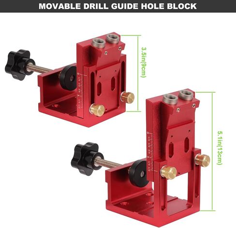 Pocket Hole Jig Tool Kit for Carpentry with Guide Hole Block with Adjustable Hole Pitch, Removable Pocket Hole Drill Guide Jig Set for 15° Angled Holes, Portable Pocket Hole Screw Clamp System, Metric in Saudi Arabia