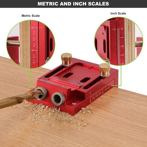 Pocket Hole Jig Tool Kit for Carpentry with Guide Hole Block with Adjustable Hole Pitch, Removable Pocket Hole Drill Guide Jig Set for 15° Angled Holes, Portable Pocket Hole Screw Clamp System, Metric in Saudi Arabia