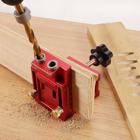 Pocket Hole Jig Tool Kit for Carpentry with Guide Hole Block with Adjustable Hole Pitch, Removable Pocket Hole Drill Guide Jig Set for 15° Angled Holes, Portable Pocket Hole Screw Clamp System, Metric in Saudi Arabia