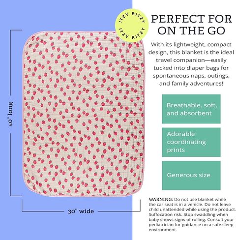 Itzy Ritzy Baby Blanket – Soft Cotton Muslin Multi-Use Blanket - Can Be Used as a Tummy Time Mat, Nursing Cover, Stroller Shade & More – Measures 30" x 40", Machine Washable (Checkerboard) in Kuwait