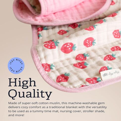 Itzy Ritzy Baby Blanket – Soft Cotton Muslin Multi-Use Blanket - Can Be Used as a Tummy Time Mat, Nursing Cover, Stroller Shade & More – Measures 30" x 40", Machine Washable (Checkerboard) in Kuwait