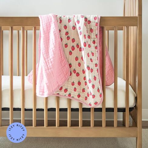 Itzy Ritzy Baby Blanket – Soft Cotton Muslin Multi-Use Blanket - Can Be Used as a Tummy Time Mat, Nursing Cover, Stroller Shade & More – Measures 30" x 40", Machine Washable (Checkerboard) in Kuwait
