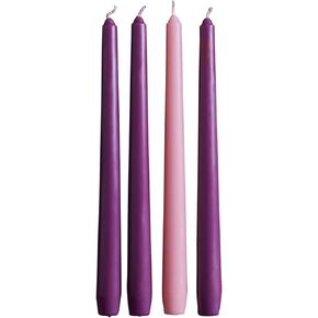 Avalon Gallery Advent or Lent Candle Set - Unscented Holiday or Easter Taper Candles, 4-Count, 10-Inch, Purple-Pink