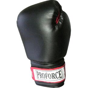Gungfu ProForce Leatherette Boxing Gloves - Black with Red Palm / 16 oz.