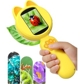 Handheld Mini Microscope for Kids - Portable Pocket Digital Miniscope Magnifying Glass Toys for Girls Boys Ages 3 4 5 6 7 8 Year Old