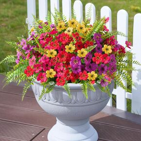 Ivydale Artificial Fake Halloween Fall Flower Plants for Outdoor Decoration, 12 Bundles Silk Black Mums UV Resistant Realistic for Outside Planter Home Indoor Porch Patio Window Box