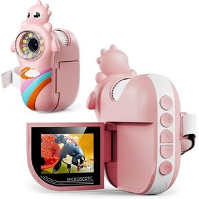 Microscope for Kids - 1080P Handheld Digital Microscope,Portable Pocket 500X with 8 LED Lights, 2'' LCD Screen,Educational Science Christmas Birthday Gifts for Age 3 4 5 6 7 8 Girls Boys Pink