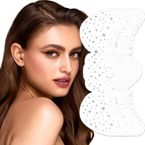 24 PCS Makeup Patches - Gold - Face Glitter Makeup Speckles Patches Freckles Face Tattoos, Makeup Accessories for Women Girl, Cosmetic Glitter for Face (Gold)