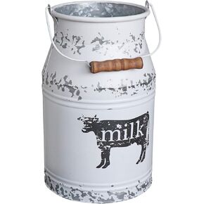 MISIXILE 7.5" H Shabby Chic Rustic Flower Vase with Unique Rope Designed,Primitive Vintage Vase Mini Milk Can Jug,Galvanized Decorative Pitcher Vase for Garden and Home Decor