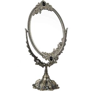 Feyarl 10.8 x 9.4 Inch Rectangular Vintage Makeup Mirror Resin Vanity Mirror for Wall Mounted Tabletop Dresser Desktop Decorative Mirror for Bathroom Bedroom Table Desk Home Decor