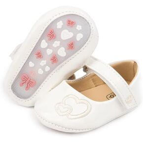 ohsofy Infant Baby Girls Mary Jane Flats Non-Slip Bowknot Princess Wedding Dress Shoes Toddler Crib Shoes