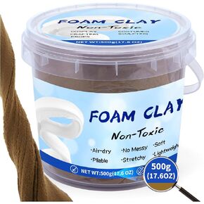 Modeling Foam Clay,500g(17.6oz) Soft Air Dry Clay for Adults Lightweight DIY Creative Art Supplies with Sculpting Tools,Suitable for Cosplay/Crafts/Design/Shaping-White
