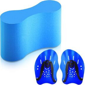 3 Pcs Swim Training Pull Buoy Swimming Hand Paddles Set Include 1 Swim Buoy 2 Swim Hand Paddles for Lap Swimming with Adjustable Straps Swim Training Equipment Kit for Adults