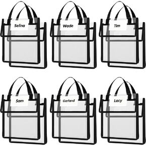 Teling 12 حزمة من أكياس الكتب السميكة الشفافة مع علامات اسم فارغة ومقابض منظم حقائب الكتب لجيوب مكتبة الفصول الدراسية المدرسية (لون أنيق، 10 × 14 بوصة) in Kuwait