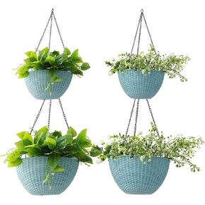 9/10/11 Inch Hanging Planters for Indoor Plants,3 Pack Hanging Pots for Plants,Self Watering Hanging Planters, Round Hanging Plant Pot with Drainage Holes and Chains,Yellow
