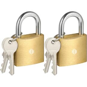 HOX 6-Pack Keyed Padlock, Waterproof and Rustproof, Solid Brass Lock with 1-1/4" Wide Body, Padlock with Keys for Storage Unit, Sheds, Garages and Fence