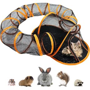 Small Animal Playpen Guinea Pig Hedgehog Cage Rabbit Cage with Fun Surround Tunnel Breathable & Transparent Pop Open Exercise Yard Fence with Top Cover Anti Escape