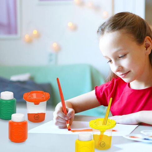 Paint Cups – Paint Containers with Lids for Kids, 6 Pack No Spill Paint Cups With Toddler Paint Brushes – Paint Cups With Lids for Kids, Toddler Art Supplies, paint Cup Kids Art Supplies in Saudi Arabia