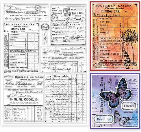 GLOBLELAND 11.7x8.3in Vintage Ticket Postcard Clear Stamps Postage Silicone Stamps Rubber Stamp Retro Silicone Transparent Seal Stamps for Card Making Scrapbooking Decoration in Saudi Arabia