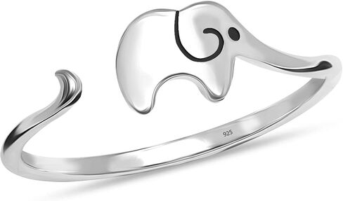 LeCalla 925 Sterling Silver Ring Openwork Lovely Elephant Eternity Band Stackable Rings for Women Minimalist Jewelry Engagement Rings for Women in Saudi Arabia