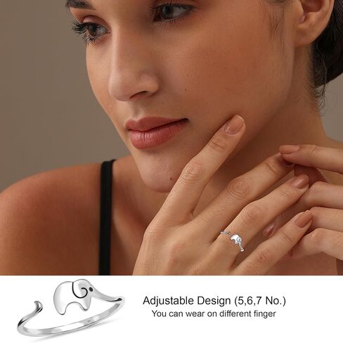 LeCalla 925 Sterling Silver Ring Openwork Lovely Elephant Eternity Band Stackable Rings for Women Minimalist Jewelry Engagement Rings for Women in Saudi Arabia