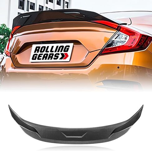 جناح سبويلر صندوق السيارة متوافق مع سبويلر خلفي لسيارة هوندا سيفيك الجيل العاشر سيدان 2016-2021، ألياف الكربون غمس مائي in Kuwait