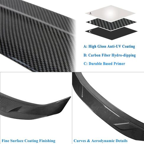 جناح سبويلر صندوق السيارة متوافق مع سبويلر خلفي لسيارة هوندا سيفيك الجيل العاشر سيدان 2016-2021، ألياف الكربون غمس مائي in Kuwait