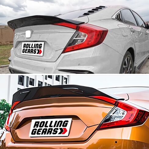 جناح سبويلر صندوق السيارة متوافق مع سبويلر خلفي لسيارة هوندا سيفيك الجيل العاشر سيدان 2016-2021، ألياف الكربون غمس مائي in Kuwait