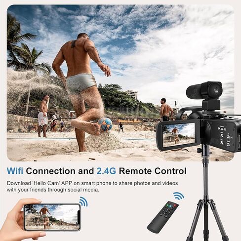 Camcorder Video Camera 4K Ultra 44MP with IR Night Vision,18X Digital Zoom Camcorder Recorder 3" 270° Rotation Touch screen Vlogging Camera for YouTube with Remote Control,2 Batteries,32GB SD Card in Saudi Arabia