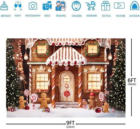 Ticuenicoa عيد الميلاد الشتاء الزنجبيل منزل خلفية 7x5ft عيد ميلاد سعيد شجرة الثلج عشية حزب الزينة التصوير الفوتوغرافي خلفية ندفة الثلج طفل صورة راية صورة تبادل لاطلاق النار استوديو الدعائم in Kuwait
