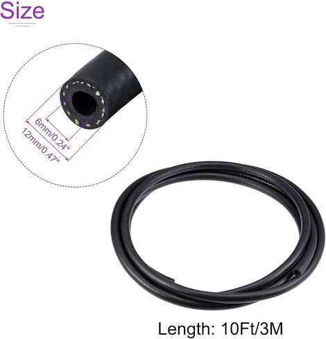 DMiotech 1/4 "ID 1/2" OD 3.3ft خط الوقود خرطوم نظام الوقود المطاطي خرطوم المحرك الأسود للغاز والديزل والوقود وزيت المحرك والهيدروليكي in Saudi Arabia