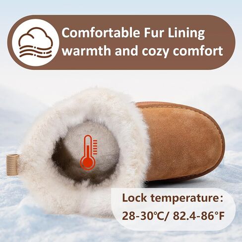 أحذية الثلوج النسائية جلد الغزال الأصلي فو الفراء بطانة دافئة الدانتيل يصل أحذية المشي المضادة للانزلاق مريحة في الهواء الطلق حذاء من الجلد in Kuwait
