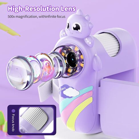 مجهر للأطفال - مجهر رقمي محمول بدقة 1080 بكسل، جيب محمول 500X مع 8 مصابيح LED، شاشة LCD مقاس 2 بوصة، هدايا عيد ميلاد للعلوم التعليمية للأعمار 3 4 5 6 7 8 بنات أولاد وردي in Saudi Arabia