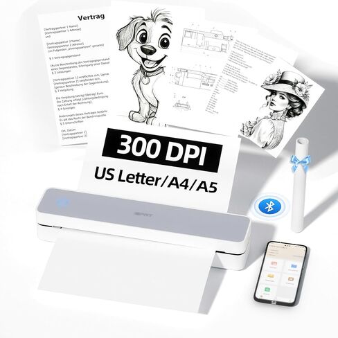 iDPRT Portable Printers Wireless for Travel, Thermal Printer Support 8.5" X 11" US Letter,Bluetooth Inkless Printer Compatible with iOS, Android, Laptop for Office, Home, with Case,MT888 Pink in Saudi Arabia