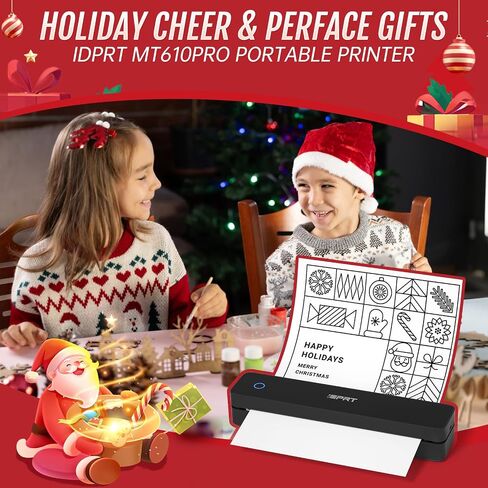iDPRT Portable Printers Wireless for Travel, Thermal Printer Support 8.5" X 11" US Letter,Bluetooth Inkless Printer Compatible with iOS, Android, Laptop for Office, Home, with Case,MT888 Pink in Saudi Arabia