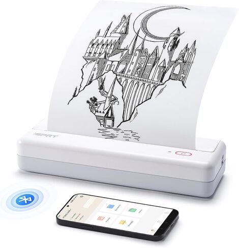 iDPRT Portable Printers Wireless for Travel, Thermal Printer Support 8.5" X 11" US Letter,Bluetooth Inkless Printer Compatible with iOS, Android, Laptop for Office, Home, with Case,MT888 Pink in Saudi Arabia