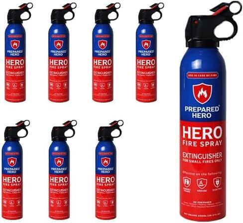 Prepared Hero Fire Spray - Mini Fire Extinguishers for House, Car, Garage - Kitchen Small Fire Extinguisher for Home, Made in USA, 100% Organic - Compact, Portable & Easy to Use, Non-Toxic - 1 Pack in Saudi Arabia