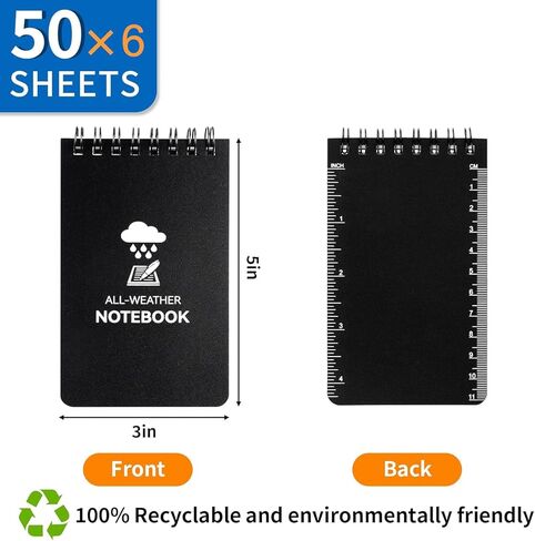 6 Pack Waterproof Notebook, 3 x 5 Pocket Notepad, Top-Spiral Weatherproof NotePad, All Weather Police Pocket Notebook Little Memo Steno Note Pads for Outdoor Office School Recording in Saudi Arabia