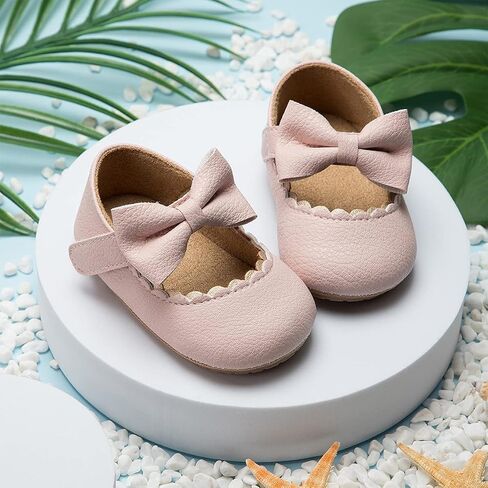 ohsofy Infant Baby Girls Mary Jane Flats Non-Slip Bowknot Princess Wedding Dress Shoes Toddler Crib Shoes in Saudi Arabia
